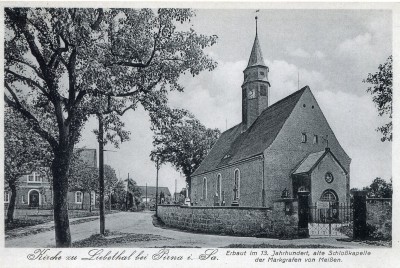 Postkarte Kirche Liebethal 1927